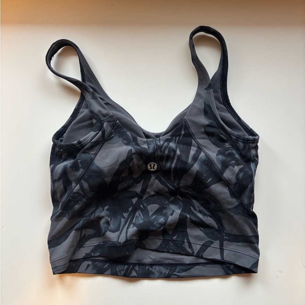 lululemon athletica Black and Charcoal Printed Tank Sports Bra
